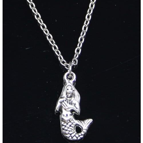 20pcs New Fashion Necklace 22x12mm mermaid Pendants Short Long Women Men Colar Gift Jewelry Choker