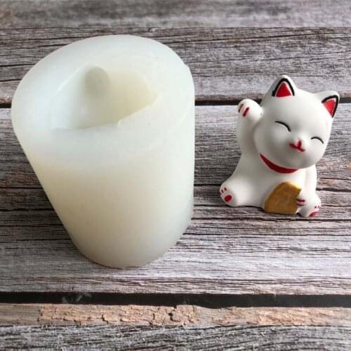 3D Stereo Lucky Cat Shape Silicone Mould DIY Fondant Cake Soft Candy Mousse Soap Mould