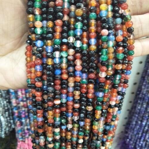 4mm Round Natural Stone Beads Faceted Agates Stone Loose Beads For Fashion Jewelry Diy Bracelet Making Accessories Strand 15