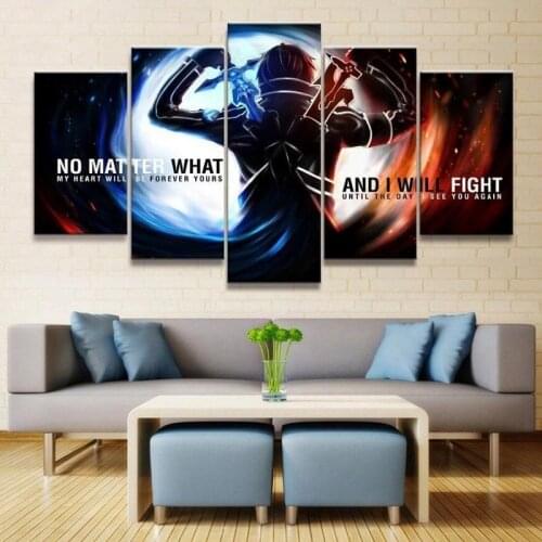 5 Pcs Anime SAO Kirito Black Swordsman Modern Wall Art Canvas Paintings Home Decoration Living Room Decor Poster