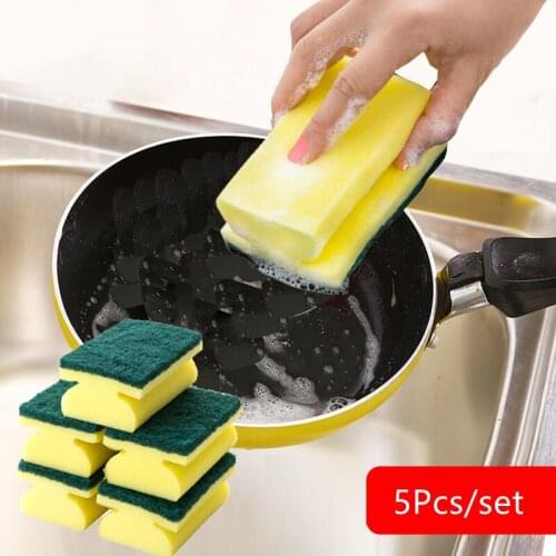2018 Hot 5Pcs Double-sided Cleaning Sponges Wipe Dish Sponge Kitchen Clean Sponge Scouring Cloth Kitchen Cleaning Tools