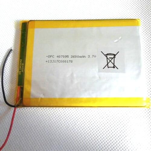 2600mAh 3.7V Lithium polymer 407095 Tablet Battery with protection board For Tablet PC MP4 Mobile POS machine