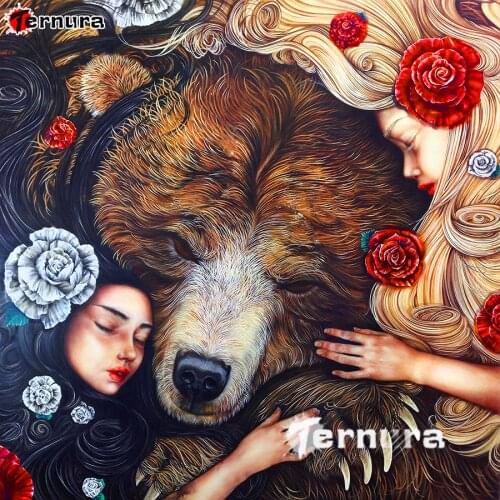 Diy Diamond Painting Girls and bear Embroidery Full Drill Square Round Rhinestone 5D Cross stitch Mosaic colorful Wall decor Art