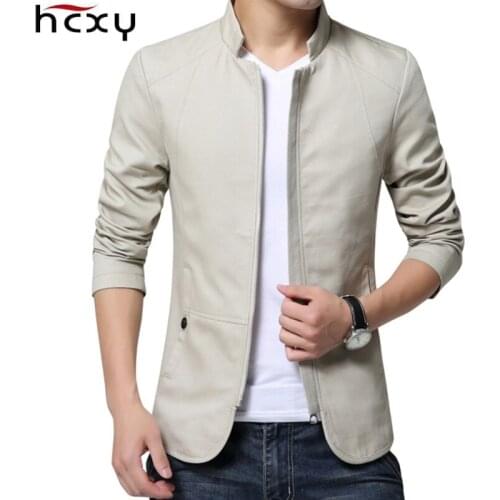 HCXY 2019 brand men spring Coats cotton jacket mens Slim fit jacket and coat Mens Standing collar jacket veste homme Size M-5XL