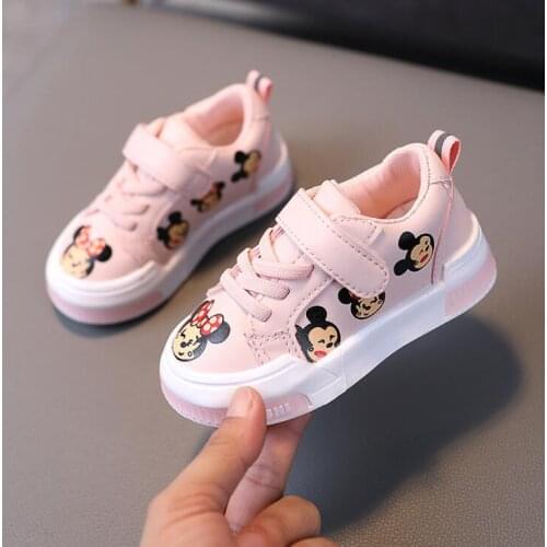 Disney autumn new Minnie Mickey casual shoes fashion girl baby breathable soft sole childrens sneakers