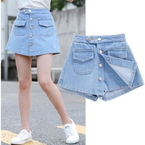 Big Girls Jeans Pockets Girls Short Jeans Pants Casual Style Kid Jeans Summer Childrens Clothing 6 8 10 12 14