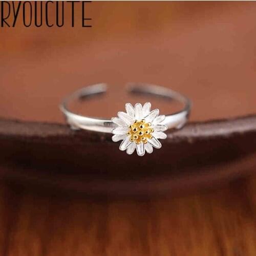 Boho Trendy Silver Color Flower Rings for Women Men Statement Finger Rings Engagement Jewelry 2019