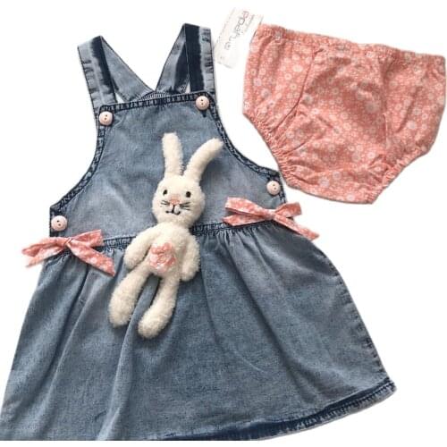6/18 month Girl Dolls For Pantihose Denim Dress Embroidery Embroidered Sleeveless Mini Size Dual Suit Pink Quality Casual Stylish 2021 fashion