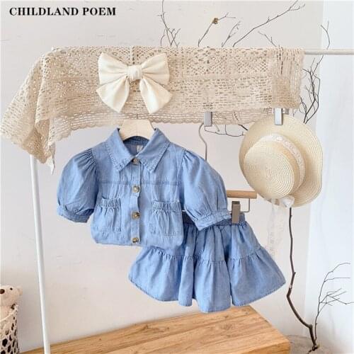 Girls Clothing Set Summer Denim Children Girls Clothes Tops + Skirt 2Pcs/Set Toddler Clothes Suit Kids Outfits For Girl 2-9Y