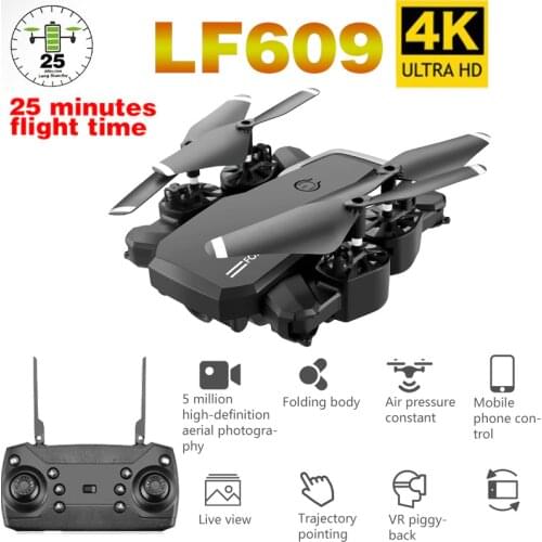 LF609 Drone 4K with HD Camera WIFI 1080P Dual Camera Follow Me Quadcopter FPV Professional Drone Long Battery Life Toy For Kids