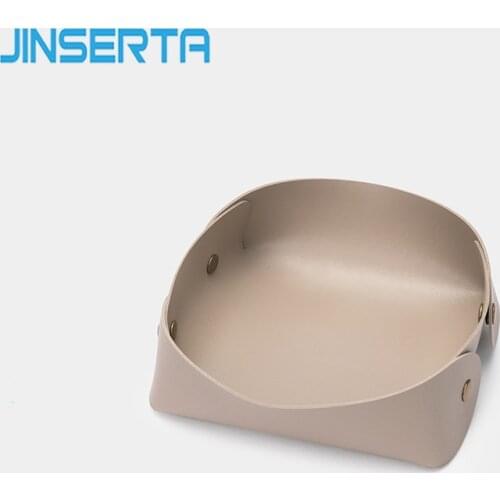 JINSERTA PU Leather Storage Tray Folding Jewelry Display Plate Cosmetic Organizer Wallet Keys Coins Desktop Sundries Decor Tray
