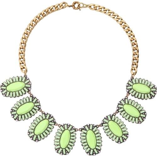 Fashion Collares Women Green Statement Necklace Aliexpress Summer Vacation Floral Bohemian Necklace Imitation Jewelry