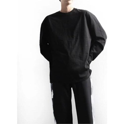 Mens long sleeve T-shirt 2021 spring and autumn new trend cotton versatile loose bottomed shirt T-shirt