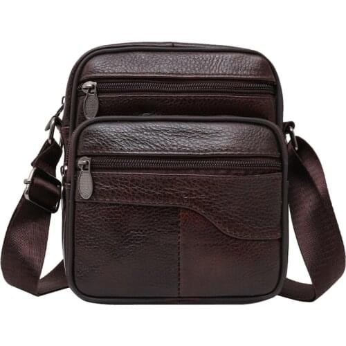 Genuine Leather Man Bag Handbag Casual Men Shoulder Bag Crossbody Bags For Men Male Small Messenger Bags Satchels Zipper Pocket