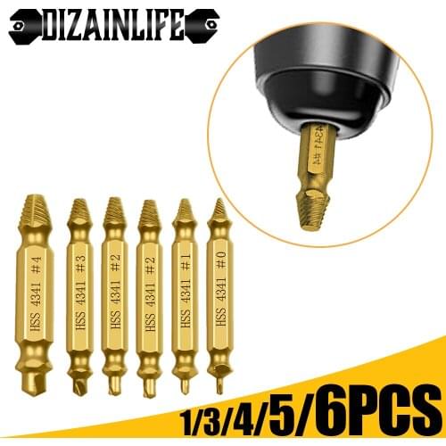 6/5/4/3/1PCS Damaged Screw Extractor Drill Bit Set Stripped Broken Screw Bolt Remover Extractor Easily Take Out Demolition Tools