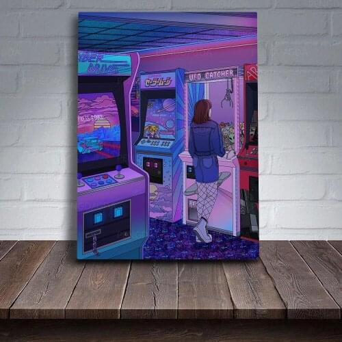 Wall Art Cool Girl Canvas Painting Hd Prints UFO Catcher Poster Modern Home Decor Living Room Modular Animation Picture No Frame