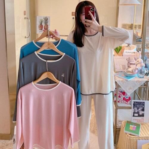 2021 Spring Summer New Nightwear Bingsikeng Cloth Bag Pajamas Womens Long Sleeve Japanese Household Suit Sleep Wear Thin