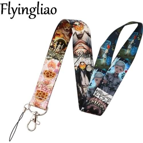 The Promised Neverland Lanyard Keys Phone Holder Funny Neck Strap With Keyring ID Card DIY Animal webbings ribbons Hang Rope