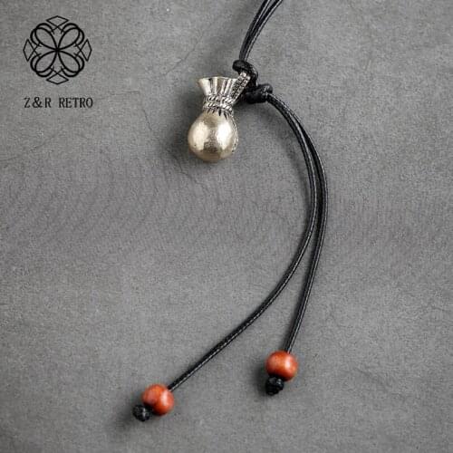 Silver Color Pocket With Wooden Beads Necklaces & Pendants Necklace Handmade Pendants Simple Necklace Jewlery Gifts For Women