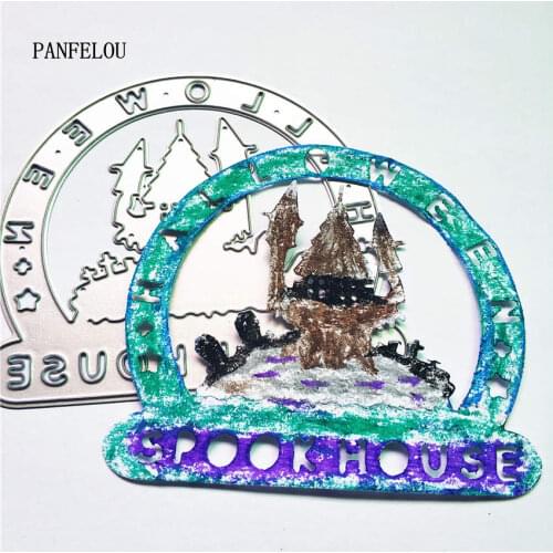 PANFELOU Halloween terror Spook House metal craft paper die cutting dies Scrapbooking/DIY Hallowmas Embossing mould cards