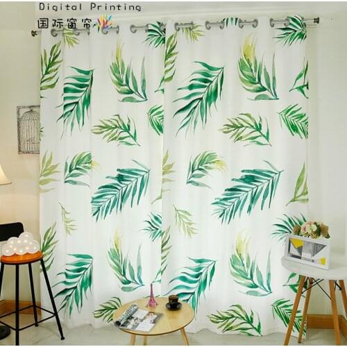 Custom Made 2x Window Drapery Curtain Nursery Kids Children Room Window Dressing Tulle 200x260cm Palm Leaves White Rainforest