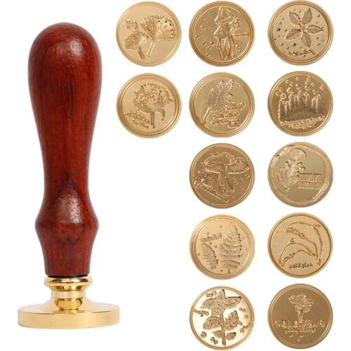 Retro Antique Animal Plant Metal Sealing Wax Stamp Wood Handle Ancient Craft Envelop Stamps Wedding Invitations Wax Seal Stamp