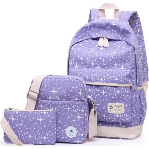 2017 Prints girls backpack soft back comfort college wind outdoor leisure multi-functional three-piece set letters backpack