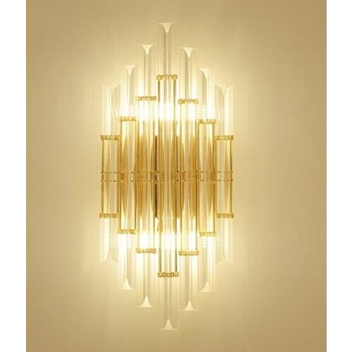 Modern Gold Crystal LED Wall Lamps for Bedroom Decoration Home Wall Sconce Lamp Loft Living Room Kitchen Indoor Lighting Fixture