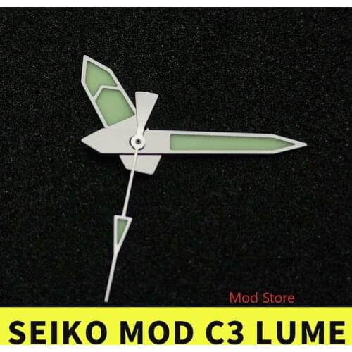 Super C3 Lume Silver Watch Hands MOD For SKX SRP 4R36 7S26 NH35 NH36 Mov't Sea Urchin Style Green Luminous