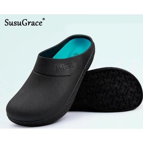 SusuGrace 2021 New EVA Unisex Chef Shoes Waterproof Oil-proof Kitchen Work Cook Footwear Non-slip Hotel Restaurant Men Slippers