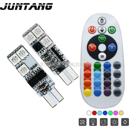 LED car headlight T10 RGB 5050 6SMD12V full-color remote control display width light atmosphere light license plate light