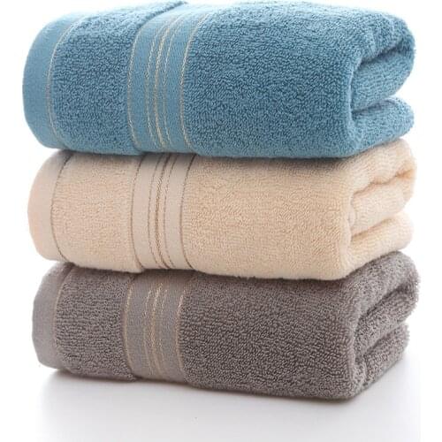 T134A High quality adult men women thick wedding gift Cotton home bath towel face towel with gold stripe