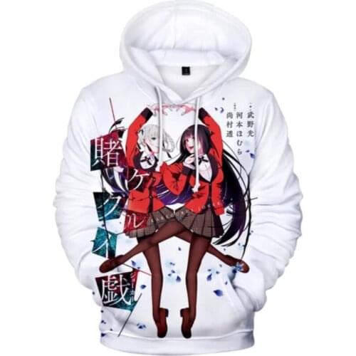 Hoodie Sweatshirt 3D Print Kakegurui Anime Hoodies Fashion Hip Hop Men/women Casual Clothes Long Sleeve Warm Plus Size Hoodies