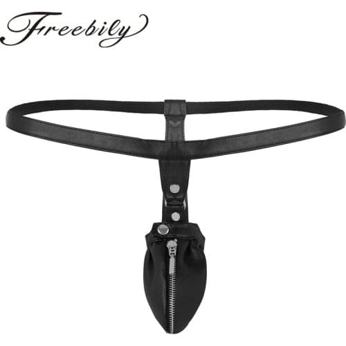 Mens Lingerie Jockstraps Gay Male Panties Bulge Pouch with Zipper Low Waist Open Back G-string Thong Underwear Underpants