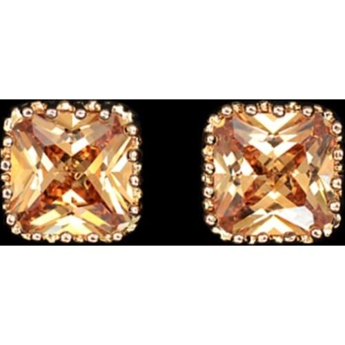 UMODE 1cm Square Champagne Color CZ Stone Cute Stud Earrings Best Crystal Options Gift Party Cute Square Stone For Women UE0094