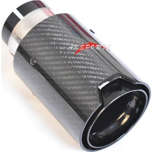 Car Universal Exhaust Pipe M LOGO Glossy Black Carbon Fiber Exhaust Tips M Performance Exhaust Pipe Exhaust Tips for BMW