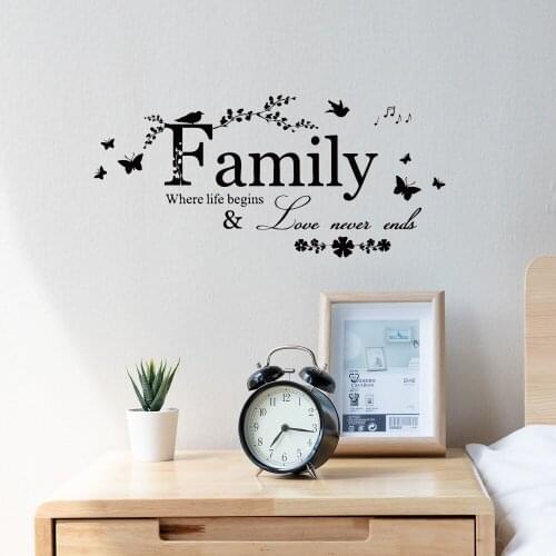 Family Love Never End Vinyl Wall Stickers Lettering Art Decals Home Decoration Living Room Wedding Decoration Can Be Removed
