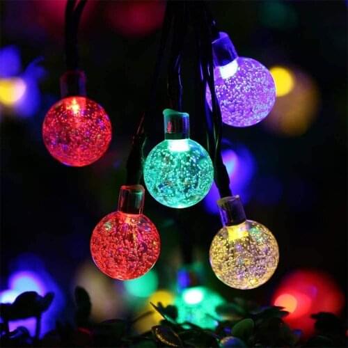 Waterproof Solar Lamp Crystal Ball LED String Lights Flash Fairy Garland For Outdoor Garden Christmas Wedding Decoration Cocina