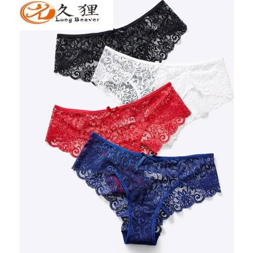 High-grade sexy mid-rise womens close-fitting underwear lace womens briefs