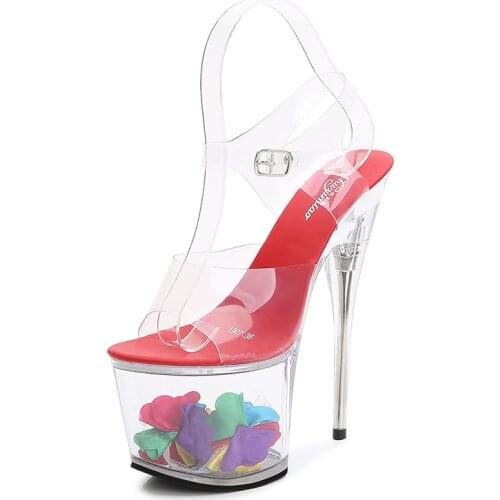 Mclubgirl 34-43 L Super High Heels Women 17CM Womens Stiletto Heel Sandals Nightclub Sexy Banquet Womens Shoes LFD-10368-49