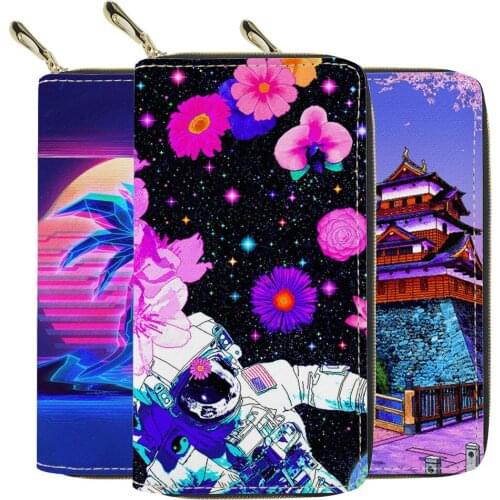 Unique Print Womens Purses Vaporwave Style Long Wallets for Women Daily Card Holder Female Fashion Money Bag Ladies Coin Purse