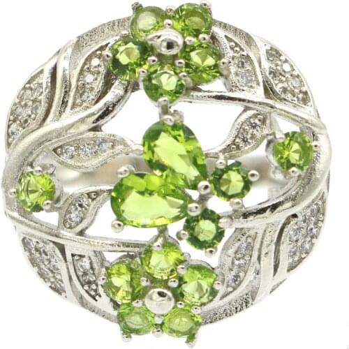 15x15mm SheCrown Lovely Cute Round Blue Aquamarine White CZ Daily Wear 925 Sterling Silver Rings