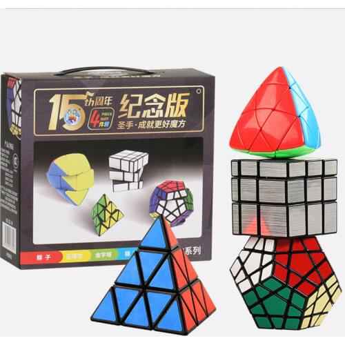 Zhenwei 4PCs/set Asymmetrical Magic Cubes Puzzle Toy Rice Pyramid Megaminx Cube Toys Classic Girl Boy Youth Adult Instruction