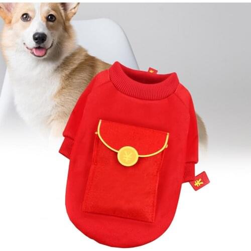 Winter Dog Sweater with Red Envelope New Year Pet Clothing For Spring Festival Dog Supplies