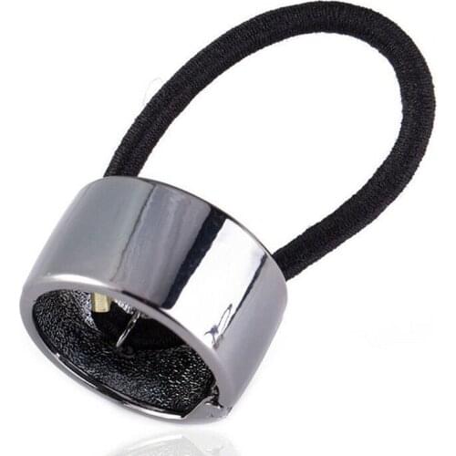 1 pc Chic Hair Clip Woman Girls Metal Elastic Ponytail Holder Hair Cuff Wrap Tie Band Ring Rope pink black gold silver hair rope