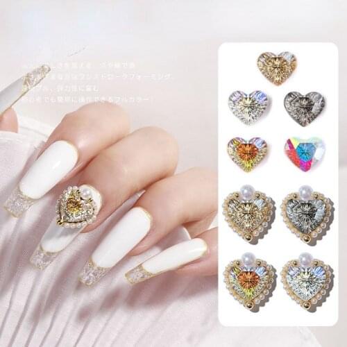 1 Pieces Nail Art Love Jewelry Diamond Super Flash Alloy Nail Decoration Diamond DIY Pearl Nail Art Accessories