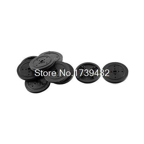 10Pcs Black Plastic 36mm Diameter 3mm Thickness Rubber Band Pulley