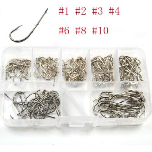 [140pcs/Set] Size7:#1~#10 Combo Bream/Plaice Bait Holder Hooks Long Shank BaitholderChemical Sharpened Worm Live Bait Hooks
