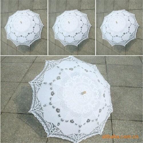 2018 new Multi-color Noble Elegant Palace Style Long Arm Wedding Bridal Umbrella/Embroidery Gingham Lace Parasol lace Umbrella