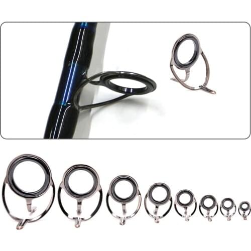 2021 New 8Pcs 6# - 30# Stainless Steel Eye Rings Fishing Rod Guides Tips Line Repair Kit